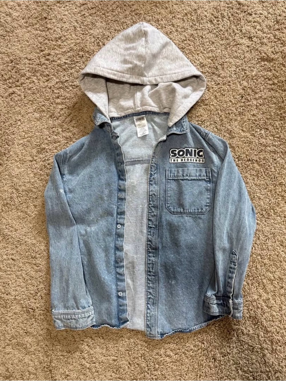 The Hedgehog Kids' Light Wash Denim Hoodie Jacket